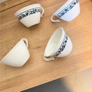 Corelle White and Blue Floral Teacup Set